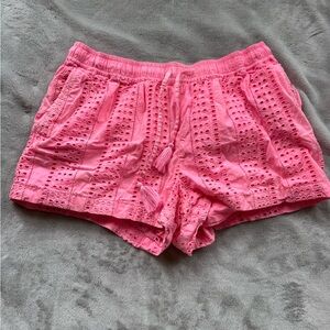 Vineyard Vines Sea Spray Pink Eyelet Pull-On Shorts
